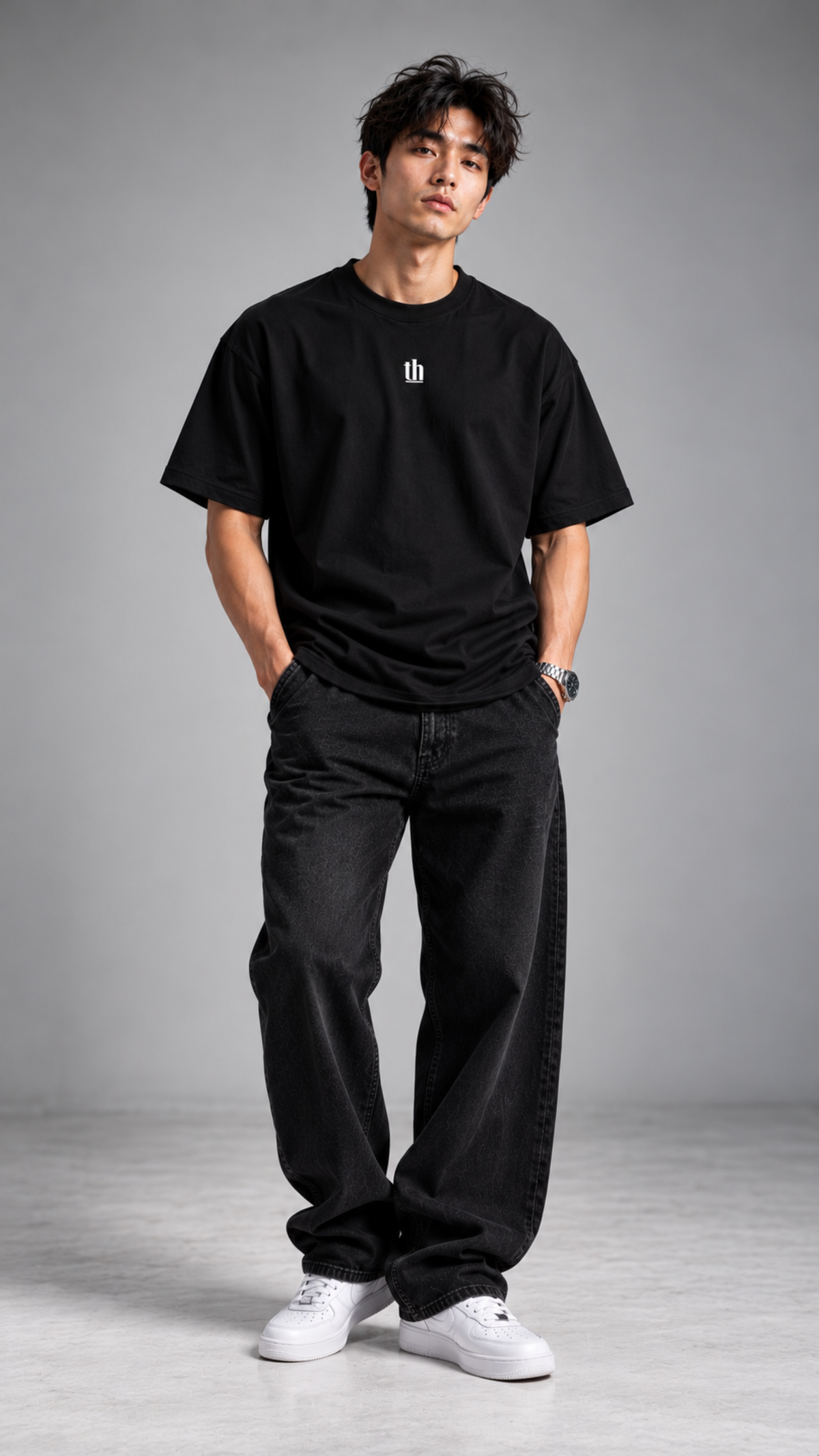 1813 Club Unisex Black Oversized Tee