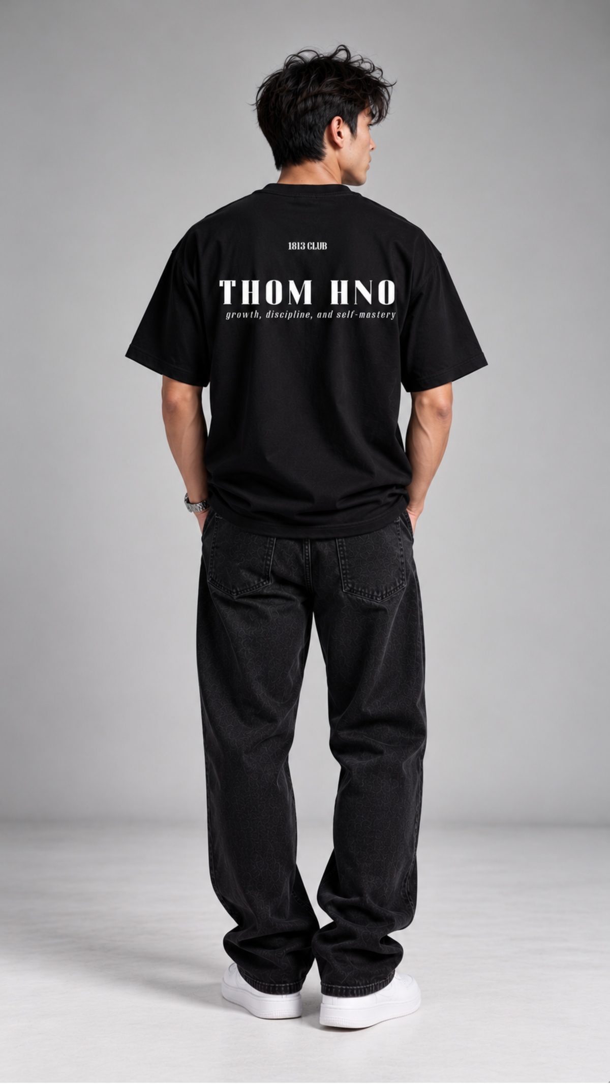 1813 Club Unisex Black Oversized Tee
