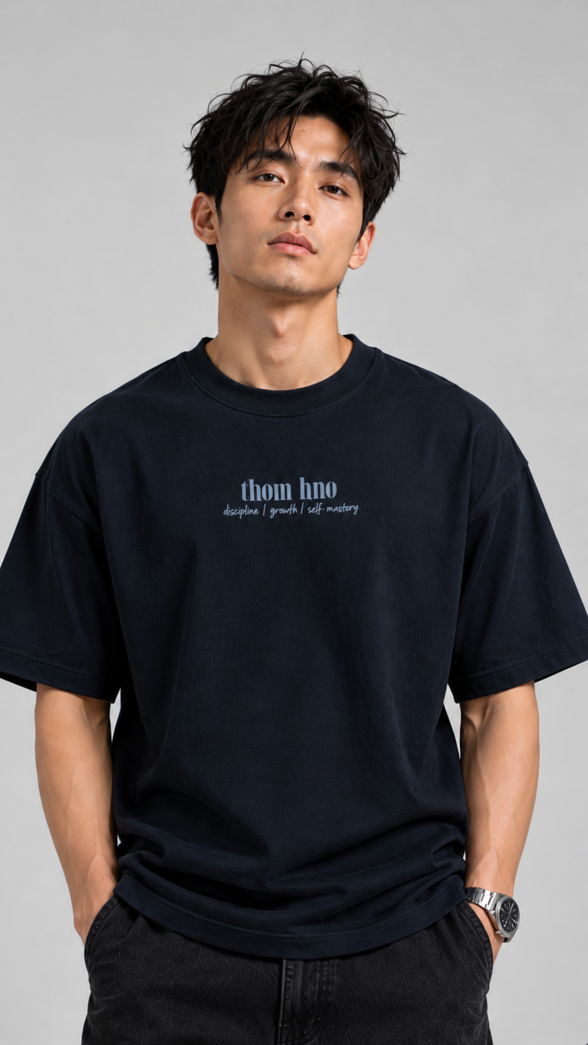 THOM HNO Essentials Navy Blue Unisex Oversized Tee