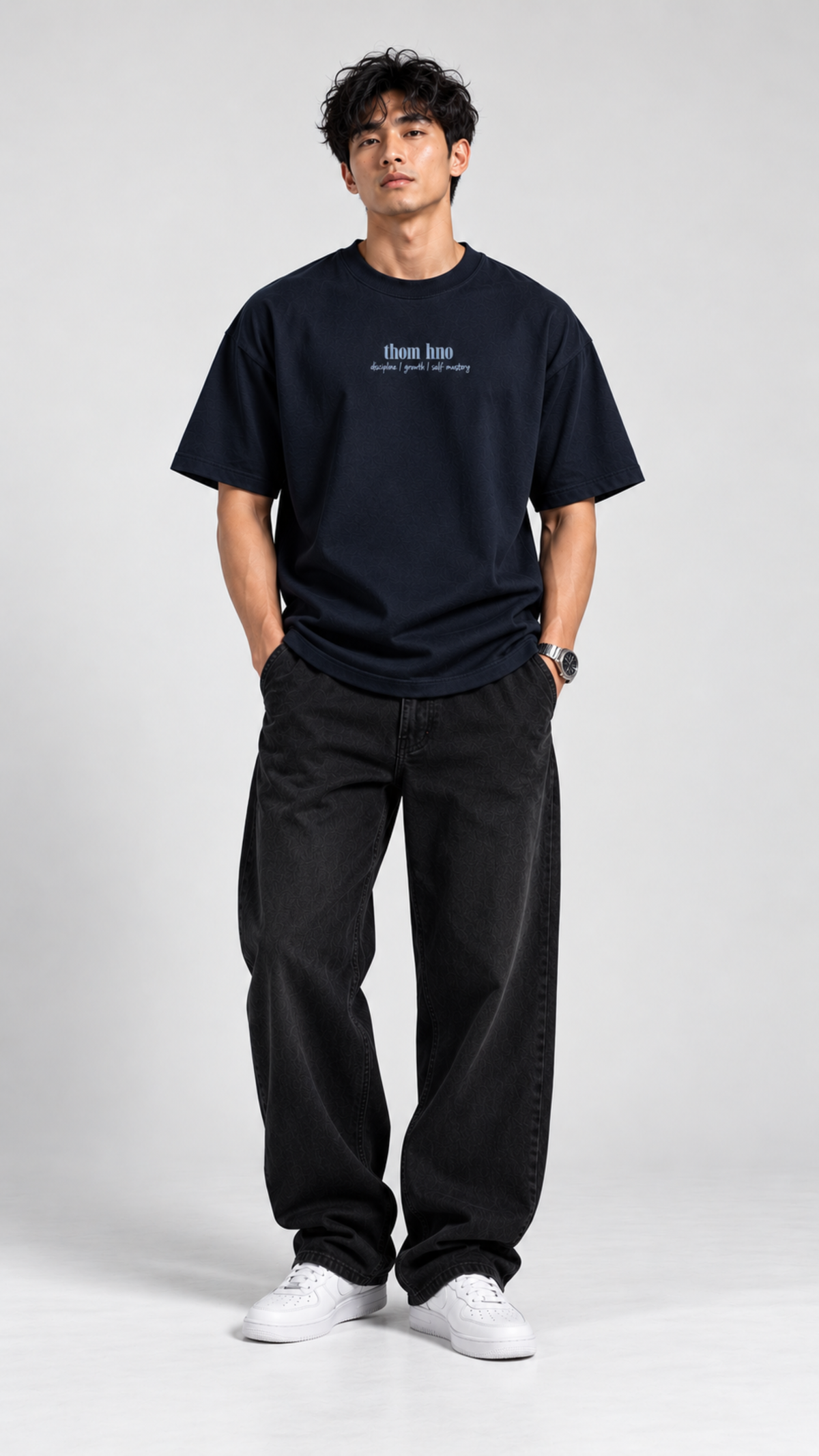 THOM HNO Essentials Navy Blue Unisex Oversized Tee