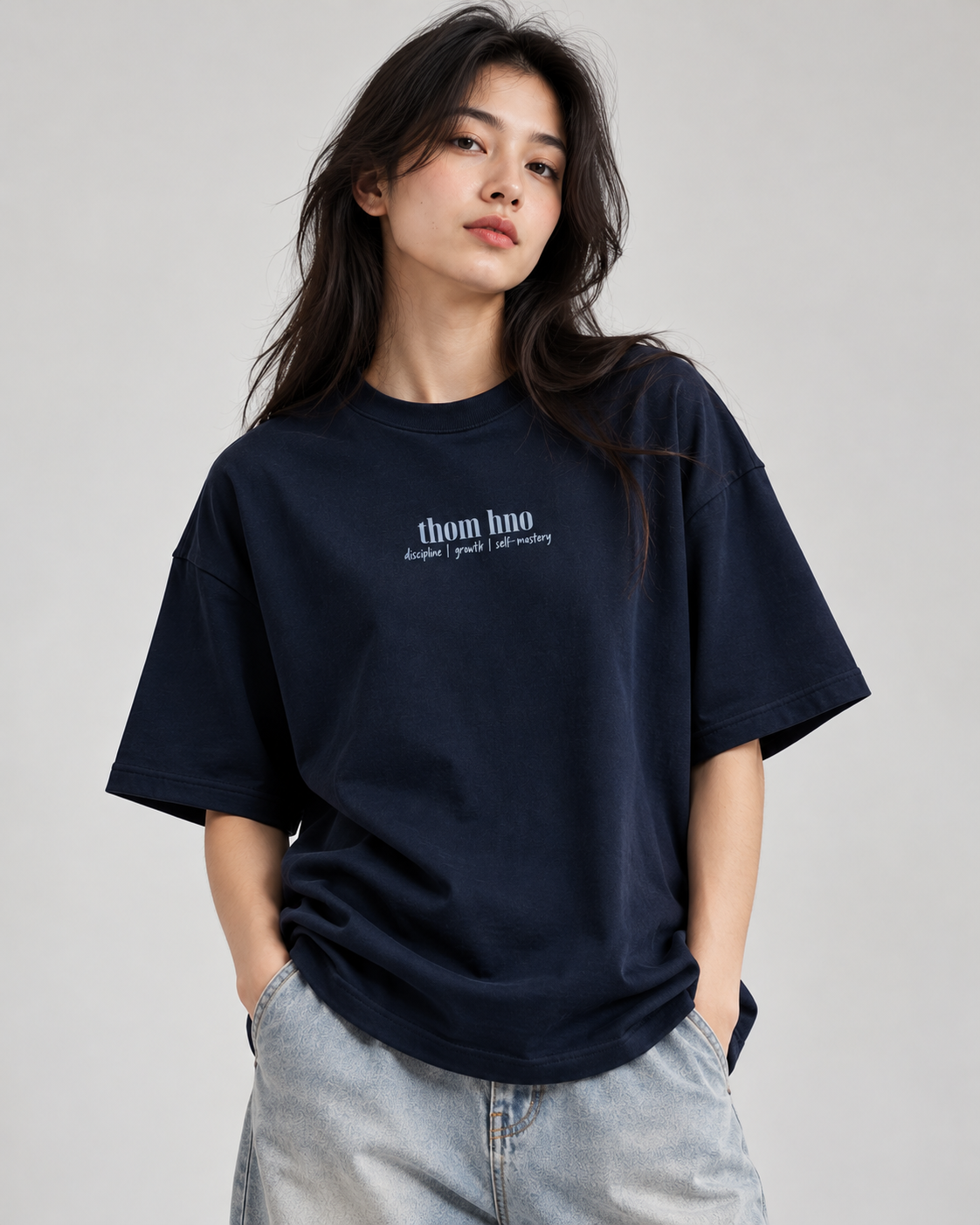 THOM HNO Essentials Navy Blue Unisex Oversized Tee