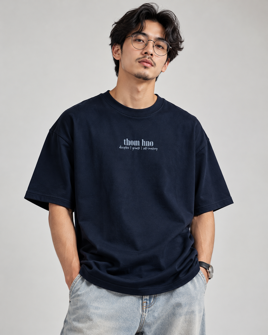 THOM HNO Essentials Navy Blue Unisex Oversized Tee