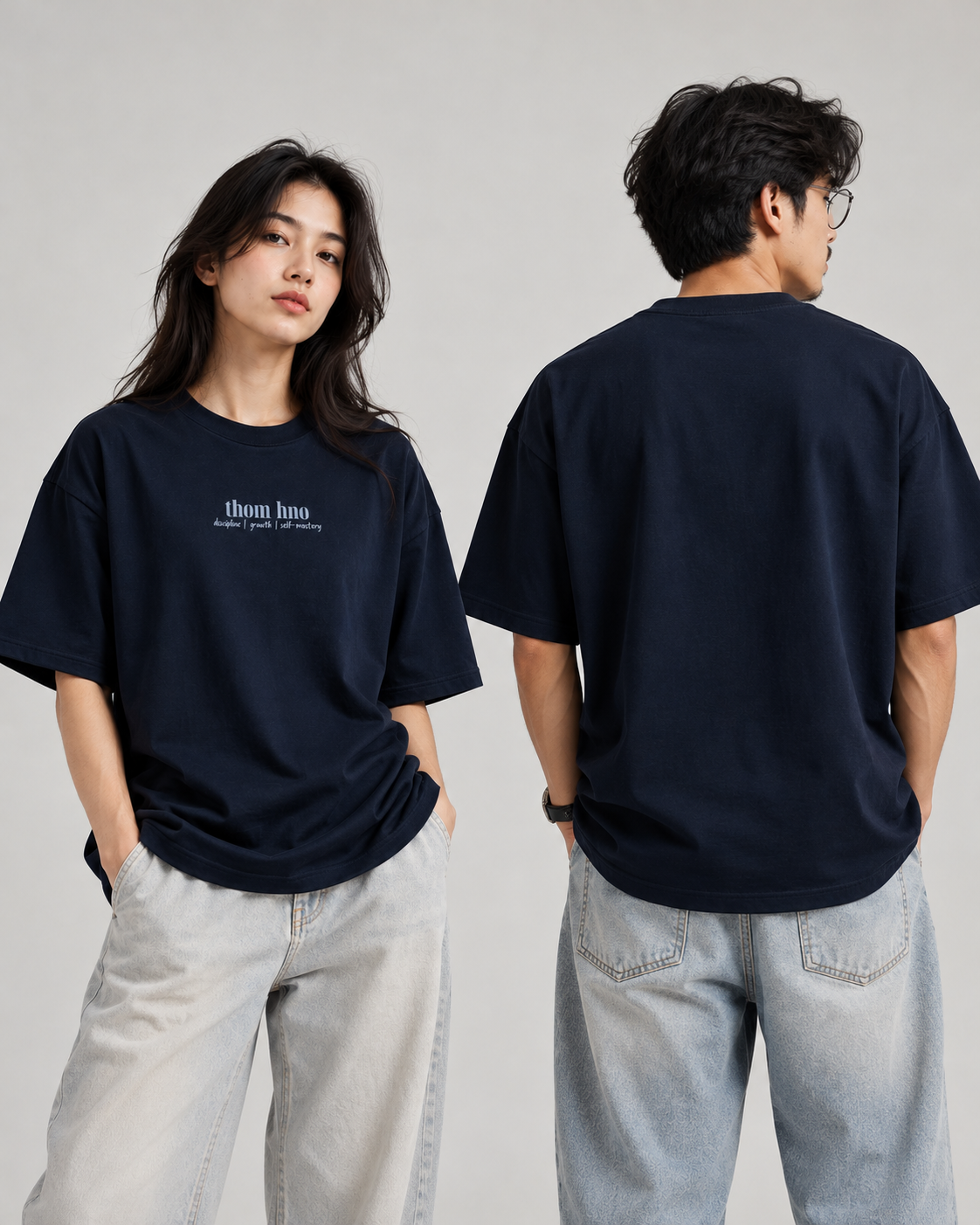 THOM HNO Essentials Navy Blue Unisex Oversized Tee