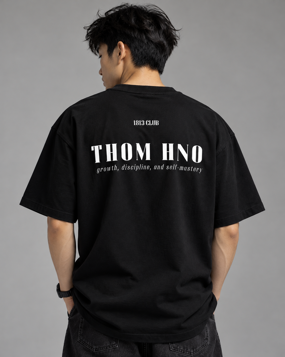 1813 Club Unisex Black Oversized Tee