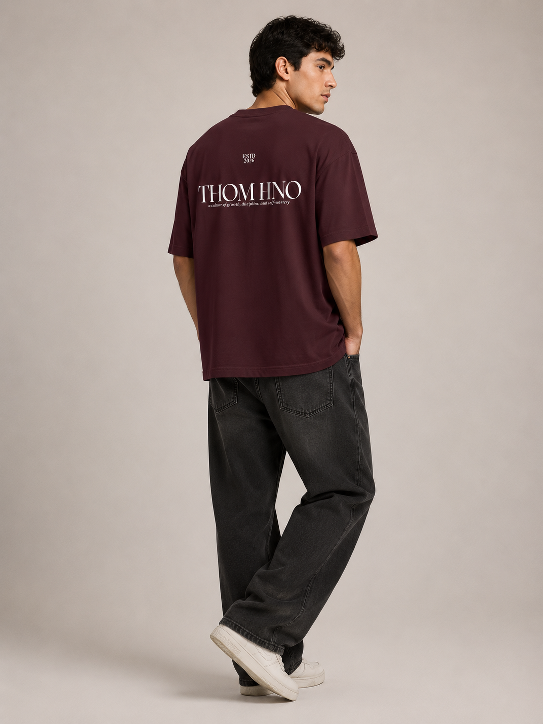 THOMHNO Basic Maroon Unisex Oversized T-Shirt