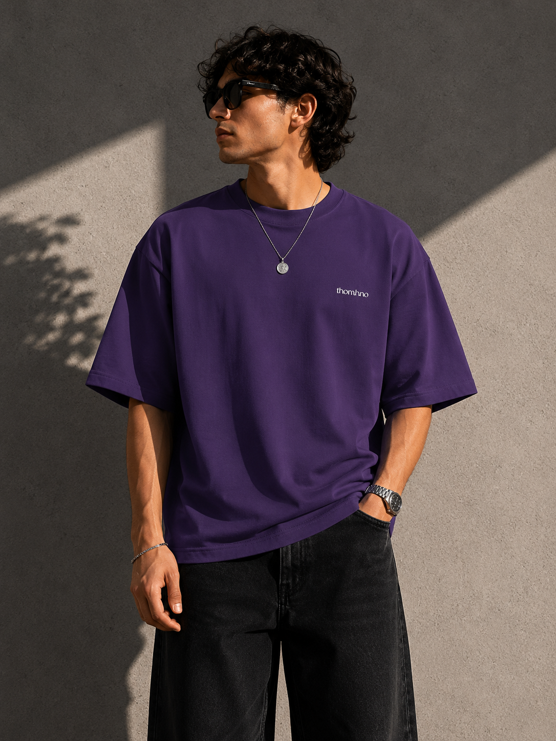 THOMHNO Basic Purple Unisex Oversized T-Shirt